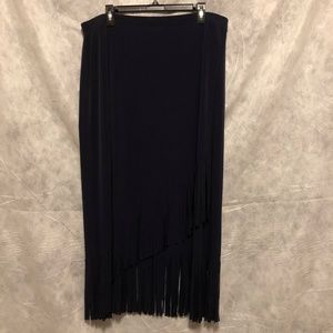 Chicos Black Tiered Fringed Maxi Skirt Size XL/16